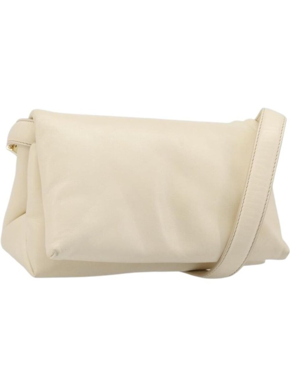 MARNI Prisma Shoulder Bag Leather White Gold Tone